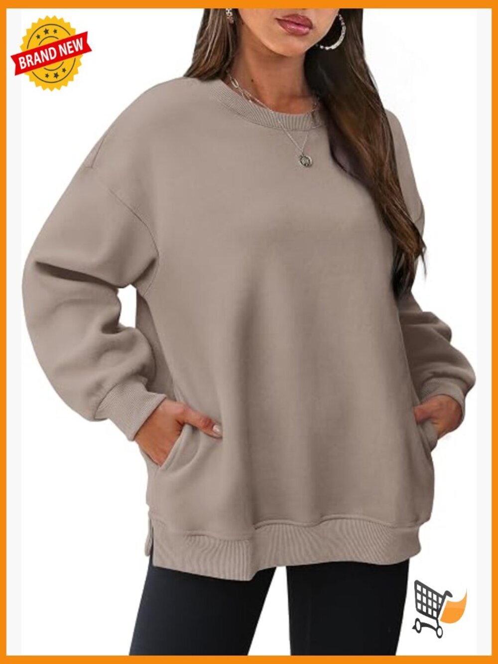 Oversized Fleece Pullover Sweatshirt with Pocket Long Sleeve Crewneck Top